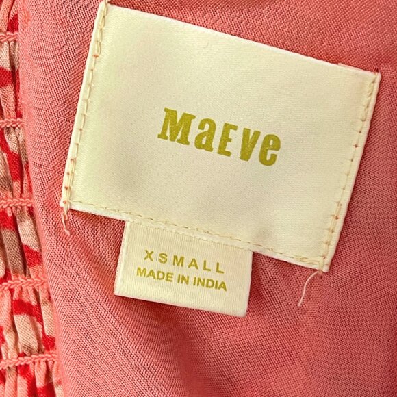 Anthropologie Maeve Verena Top Womens XS Pink Red Boho Tie Front Cottagecore - Picture 8 of 11